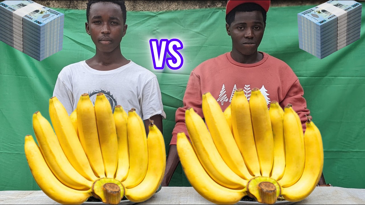 CHALLENGE ll THE BANANA EATING COMPETITION FIRST PARSON TO FINISH 50 BANANA MAXI V's SACKY WINS 100$