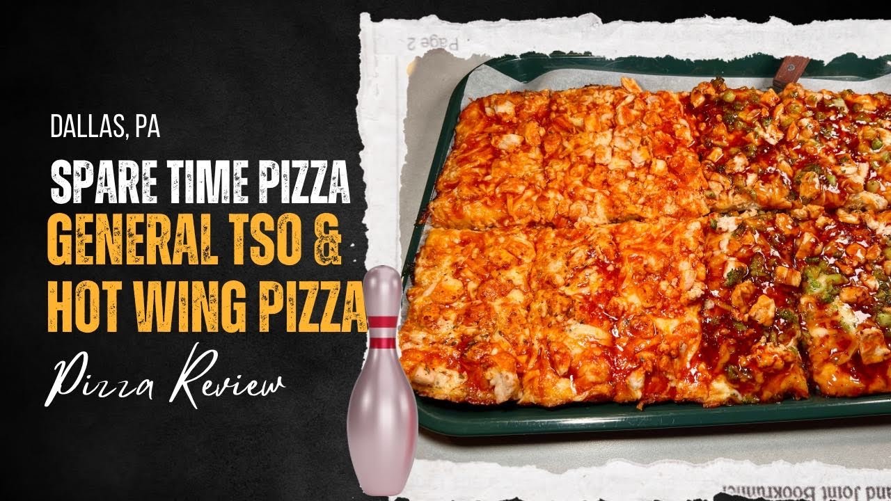 Amazing Bowling Alley Pizza?! Spare Time Pizza Pan Fried Sicilian General Tso and Chicken Wing