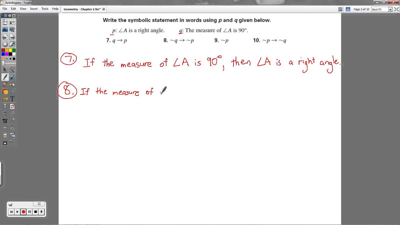 Geometry - Chapter 2 Review (Reasoning and Proof)