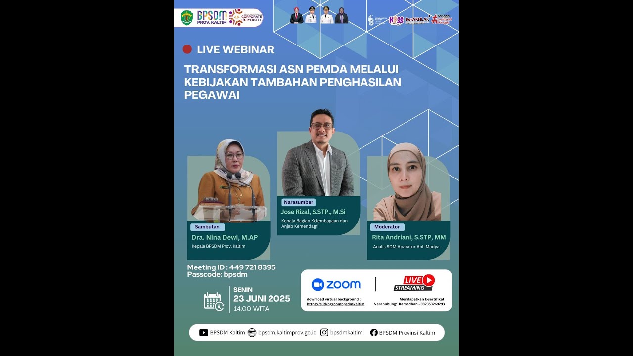 Webinar - Transformasi ASN Pemda Melalui Kebijakan Tambahan Penghasilan Pegawai