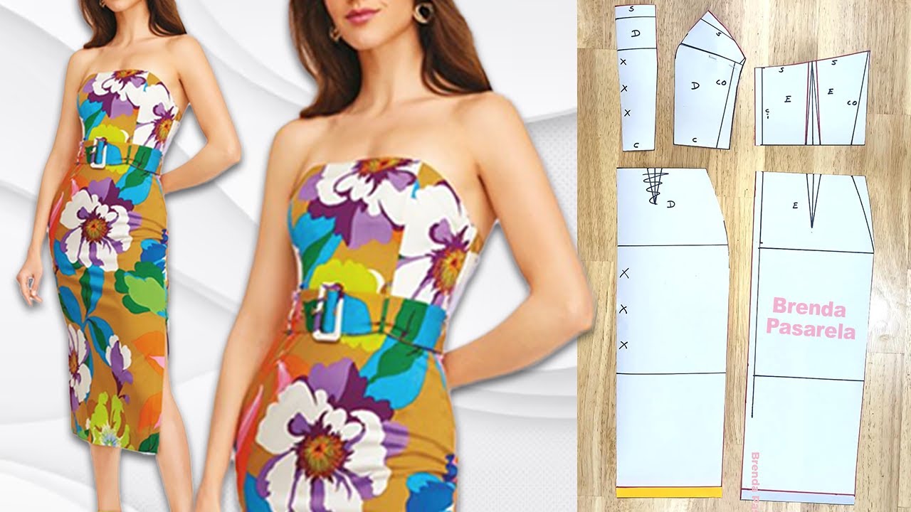 #12 Vestido Strapless / Te REGALO el Patronaje de este Hermoso Vestido