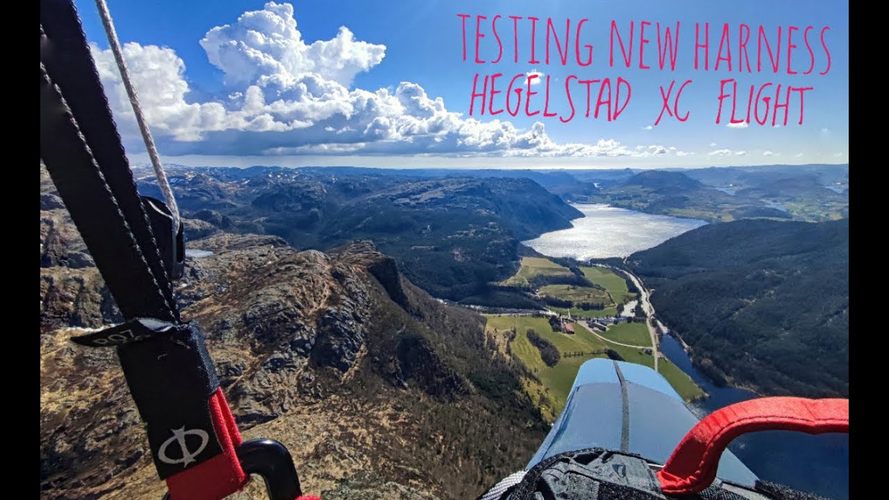 Hegelstad. XC in strong conditions. First flight in new harness.