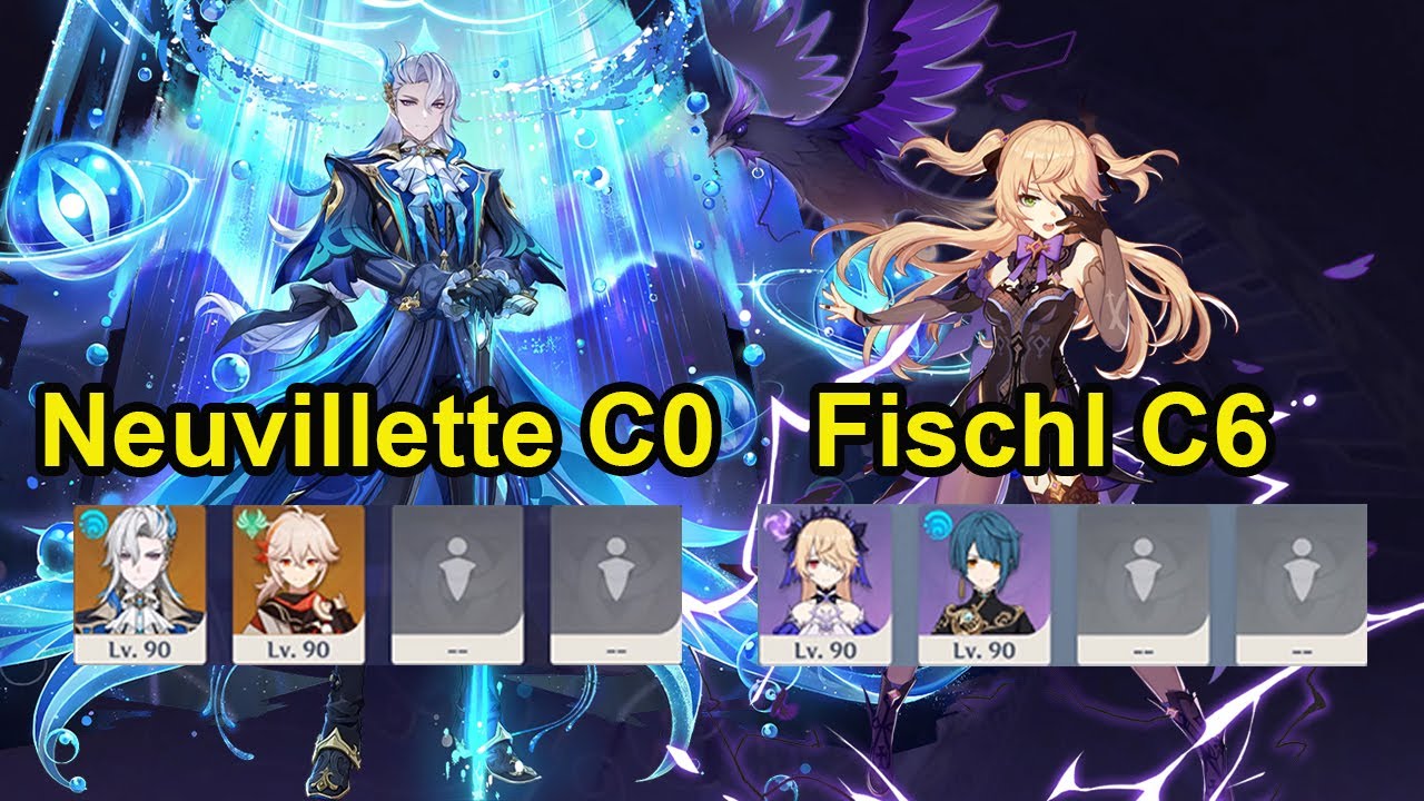 F2P Duo Neuvillette C0 Prototype Amber & Fischl C6 Stringless Spiral abyss floor 12 genshin impact
