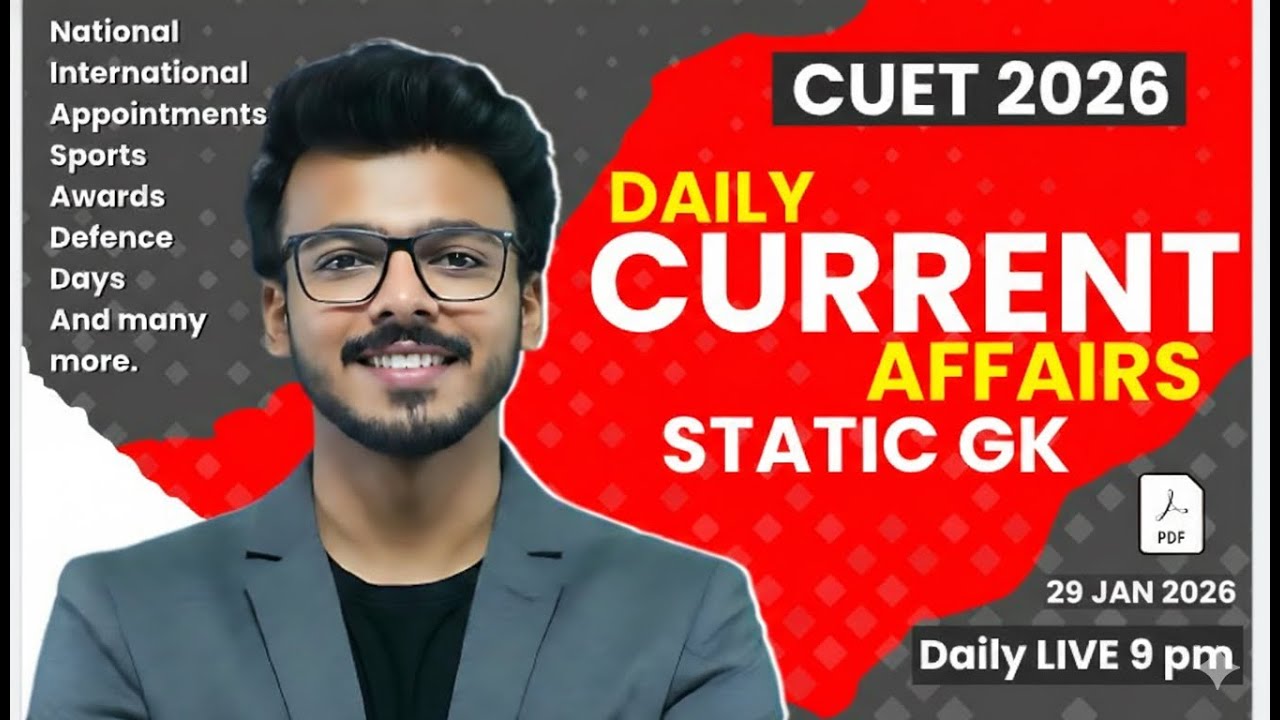 29 January Current Affairs & Static GK | CUET GAT 2026 | By Harsh Soni