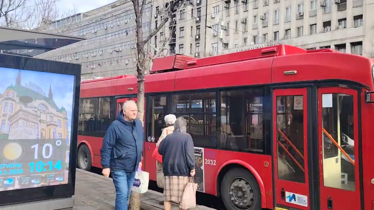 Ride in HIGER EKO bus ,BKM- 321 trolleybus around Belgrade.january 29.2026