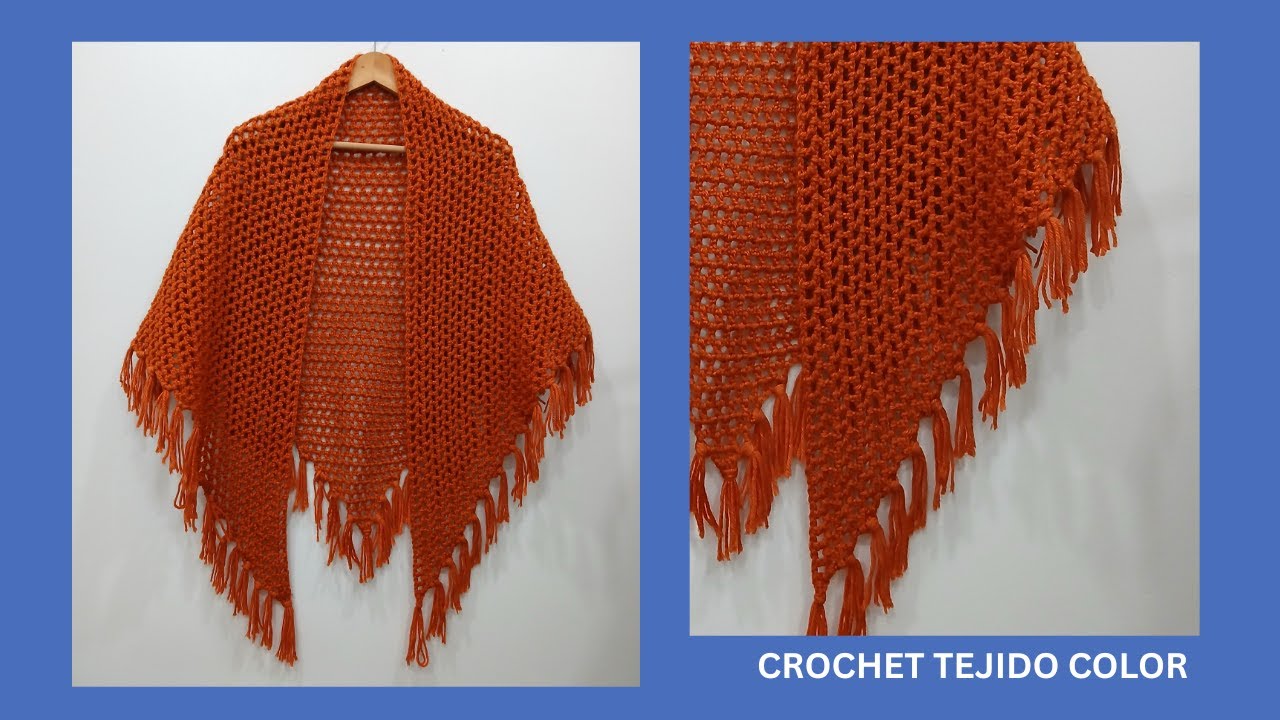 COMO HACER UN CHAL TRIANGULAR A CROCHET// CON PUNTO CALADO// PASO A PASO//GANCHILLO //TUTORIAL