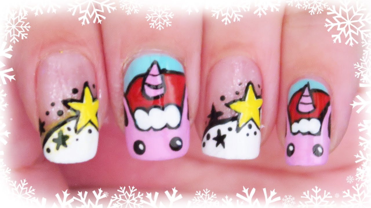 14. Christmas Unicorns Nail Art Tutorial | Advent Calendar 2015 // Christmas Nail Art at Home