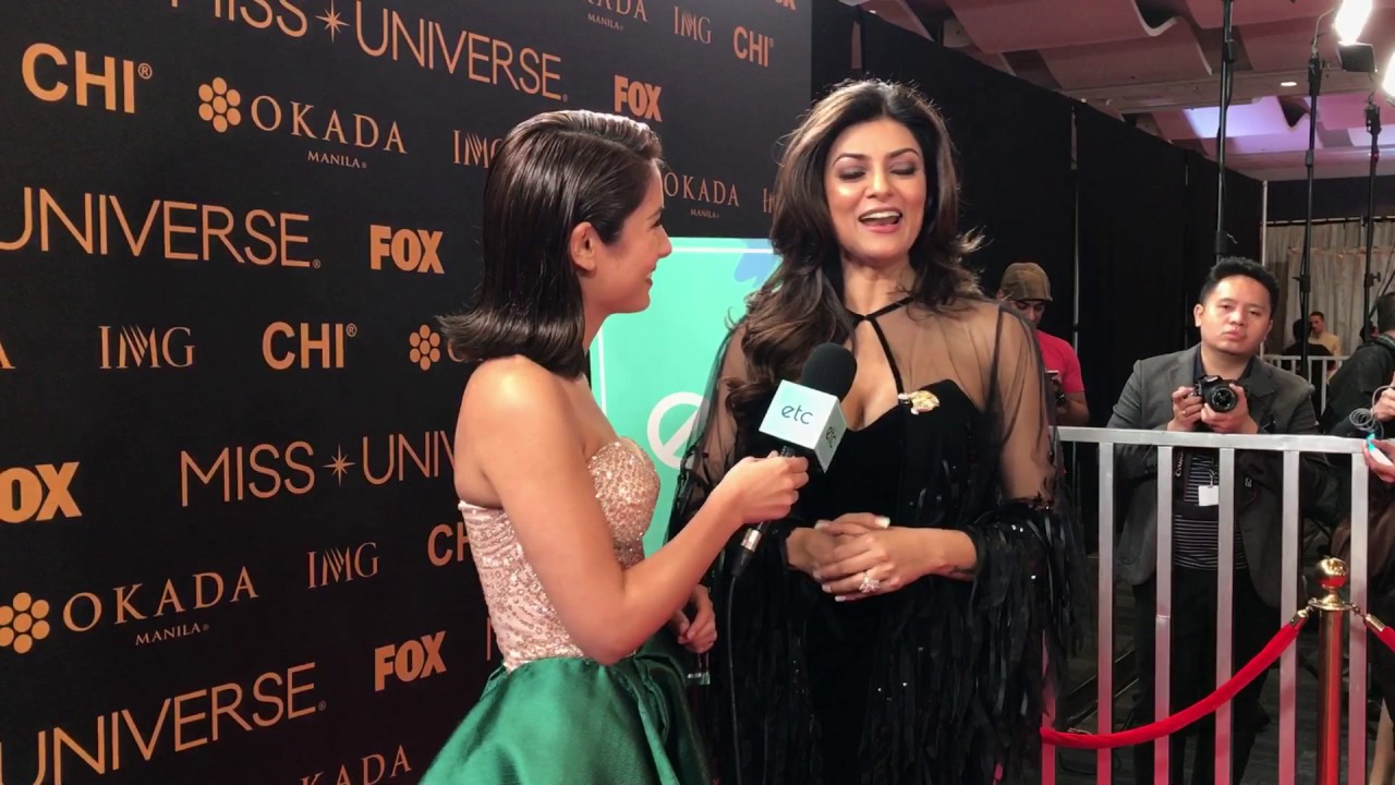 Sushmita Sen interviewed at the 65th Miss Universe Red Carpet