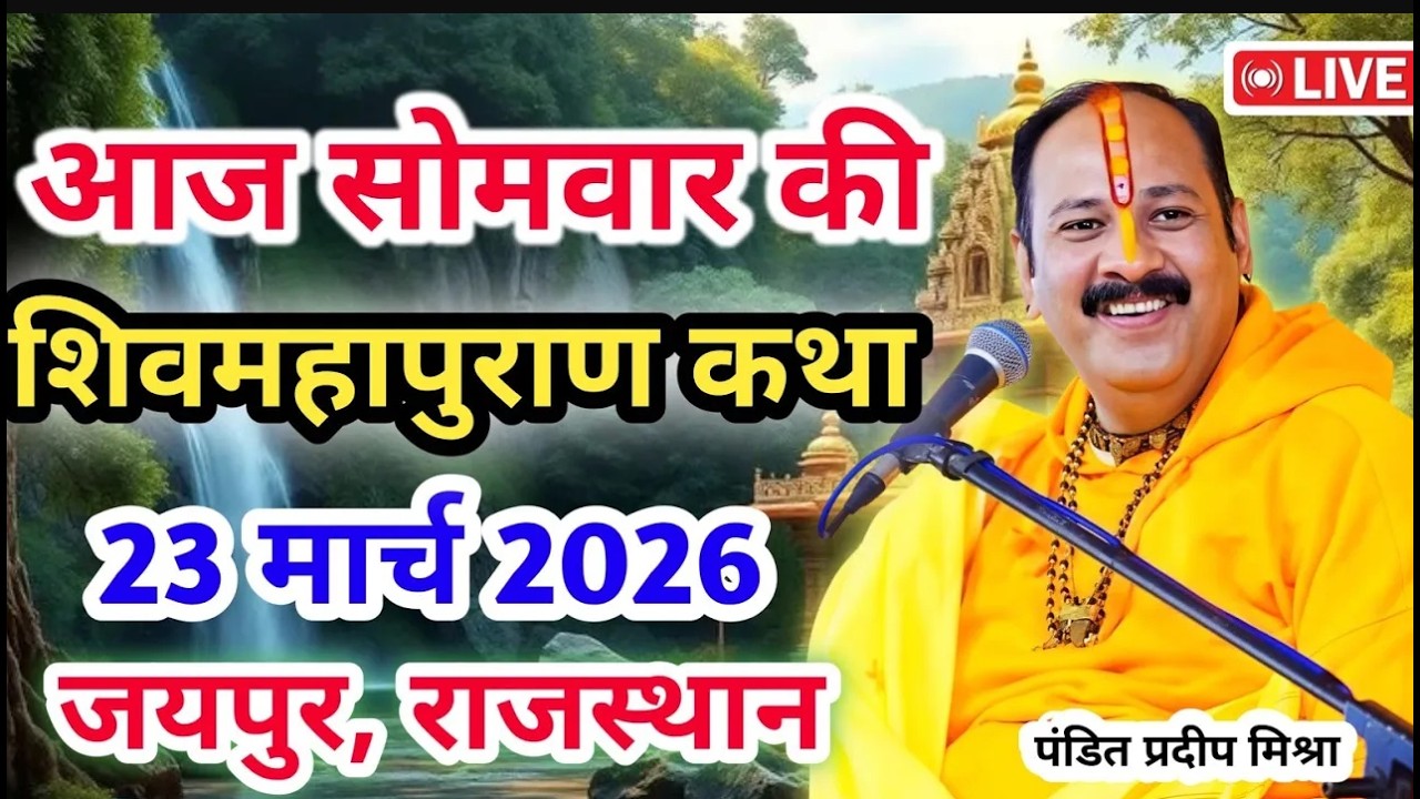 Live 🔴23 मार्च | आज की शिव महापुराण कथा | प्रदीप जी मिश्रा सीहोर वाले | जयपुर, राजस्थान | Live Katha