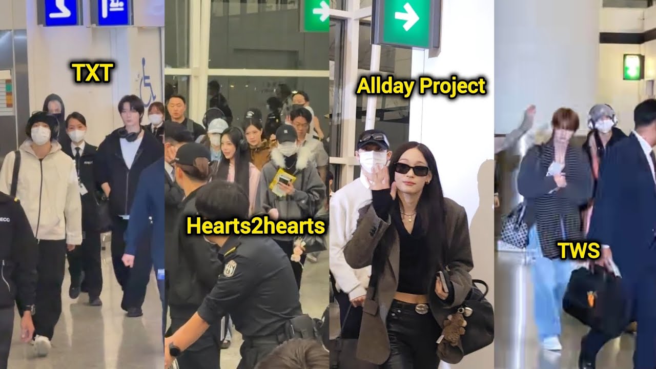 AllDay Project, TXT, Hearts2hearts & TWS At Hong Kong Airport heading back to Korea After MAMA 2025