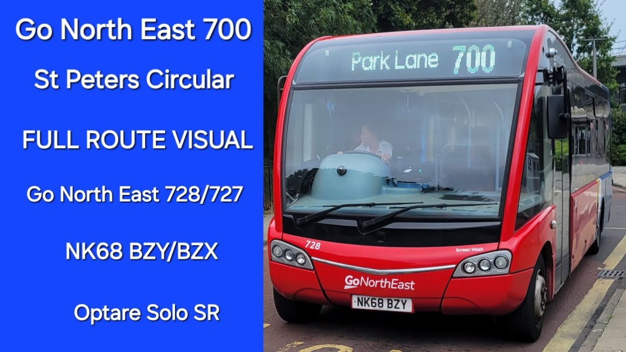 FULL ROUTE VISUAL: Go North East 700 St Peters Circular - Summer Route (728/727 - NK68 BZY/BZX)
