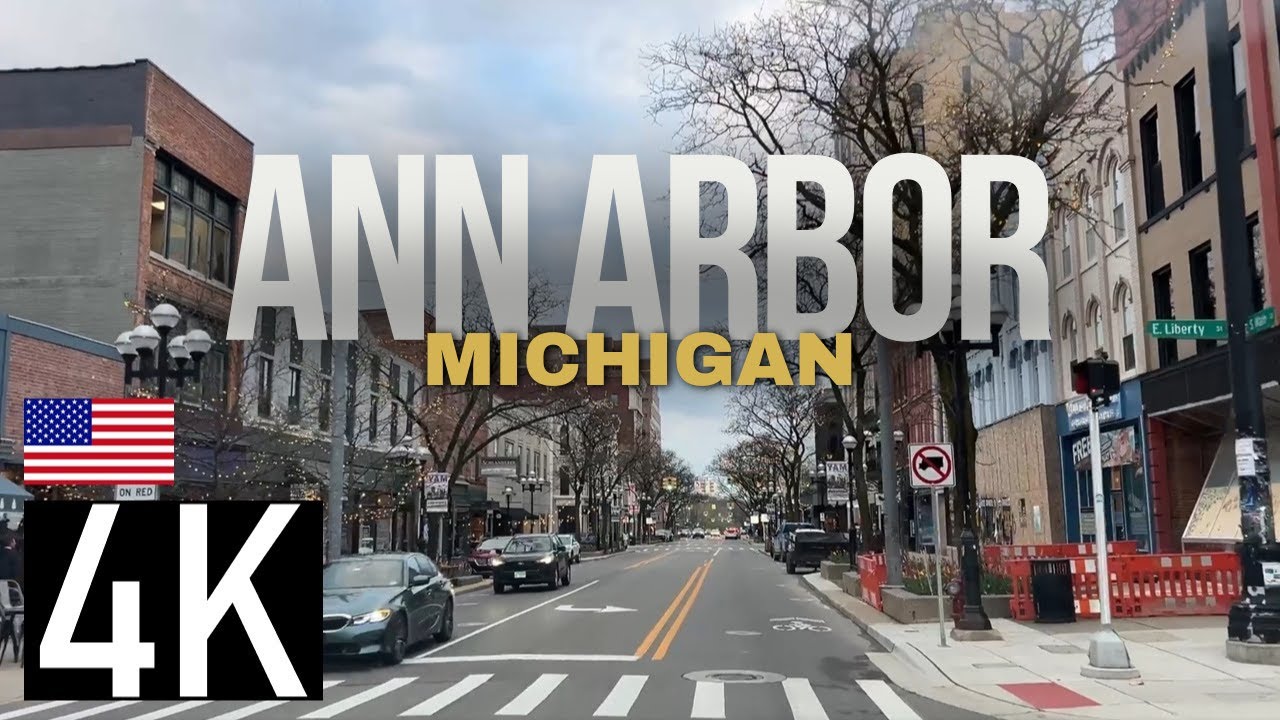 Road Tour of Ann Arbor, Michigan in 4K - Home to the University of Michigan - Best Places to Live