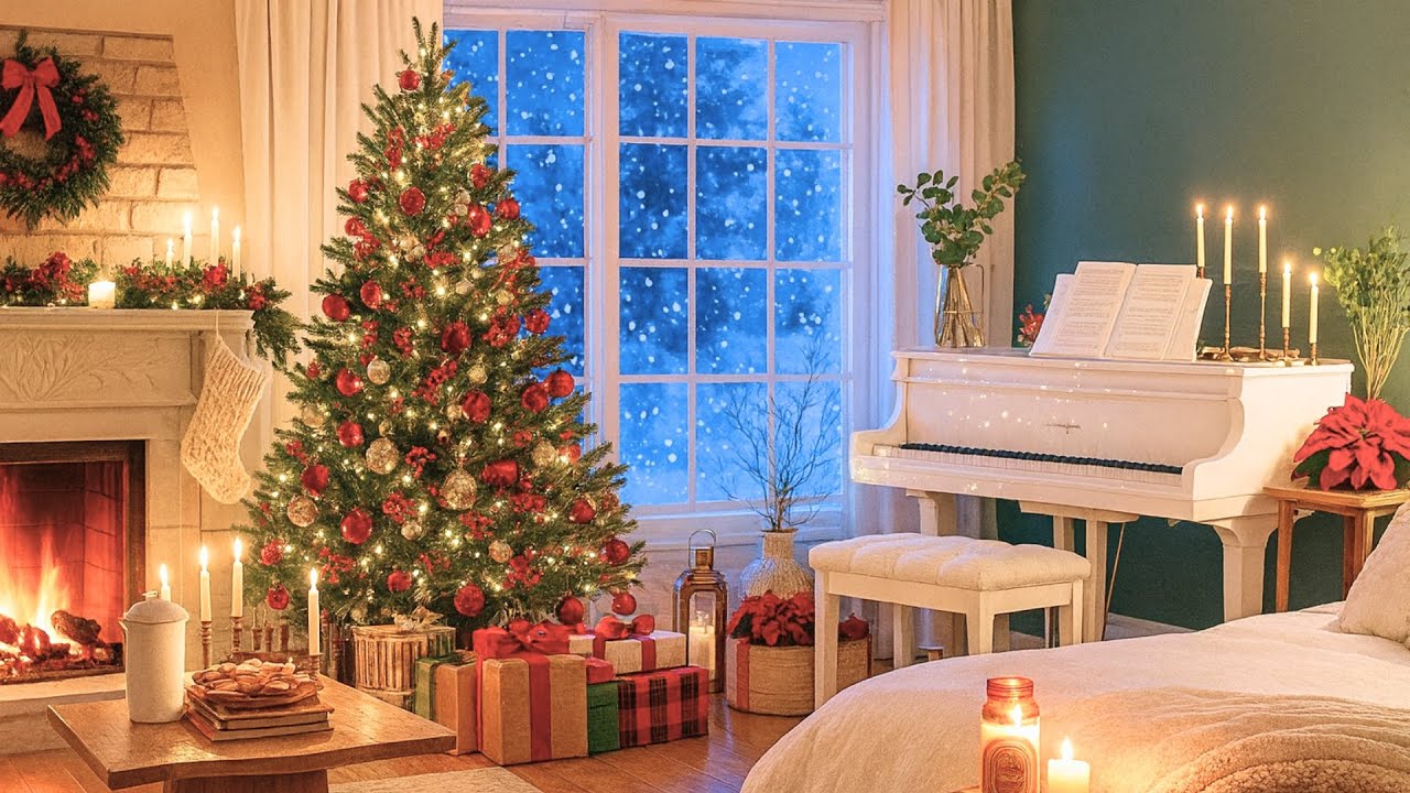 10 Hours of Slow Christmas Jazz Piano – Cozy Fireplace Ambience for Sleep & Relaxation