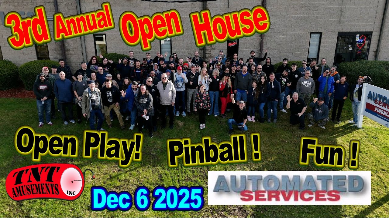 #1843 Arcade/Pinball Machines GALORE at AUTOMATED SERVICES 3rd ANNUAL Holiday PARTY! TNT Amusements