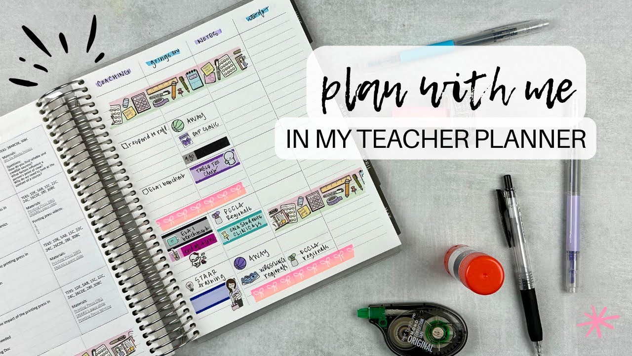 PLAN W/ ME in my teacher planner| 7x9 erin condren teacher lesson planner | tattooed teacher plans