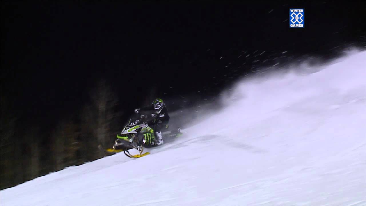 Winter X Games 2012: First Snowmobile Front Flip (Slow Motion)