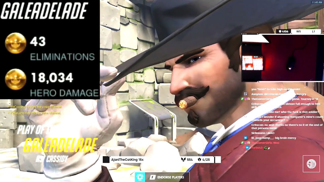 Gale Human Aimbot - Cassidy gameplay! 43 elims! [ Overwatch Season 31 Top 500 ]