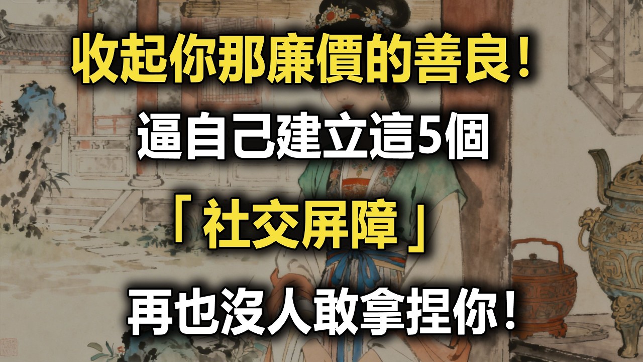 收起你那廉價的善良！逼自己建立這5個「社交屏障」，再也沒人敢拿捏你。#人際關係 #社交技巧 #心理學 #人性真相 #自我提升 #性格內向 #老實人逆襲 #停止內耗 #謀略智慧