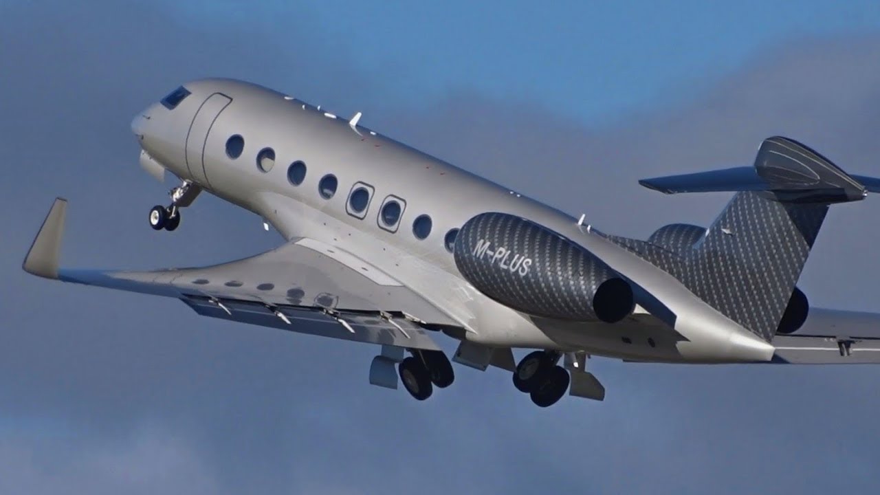 [FullHD] M-PLUS Gulfstream G650 takeoff at Geneva/GVA/LSGG