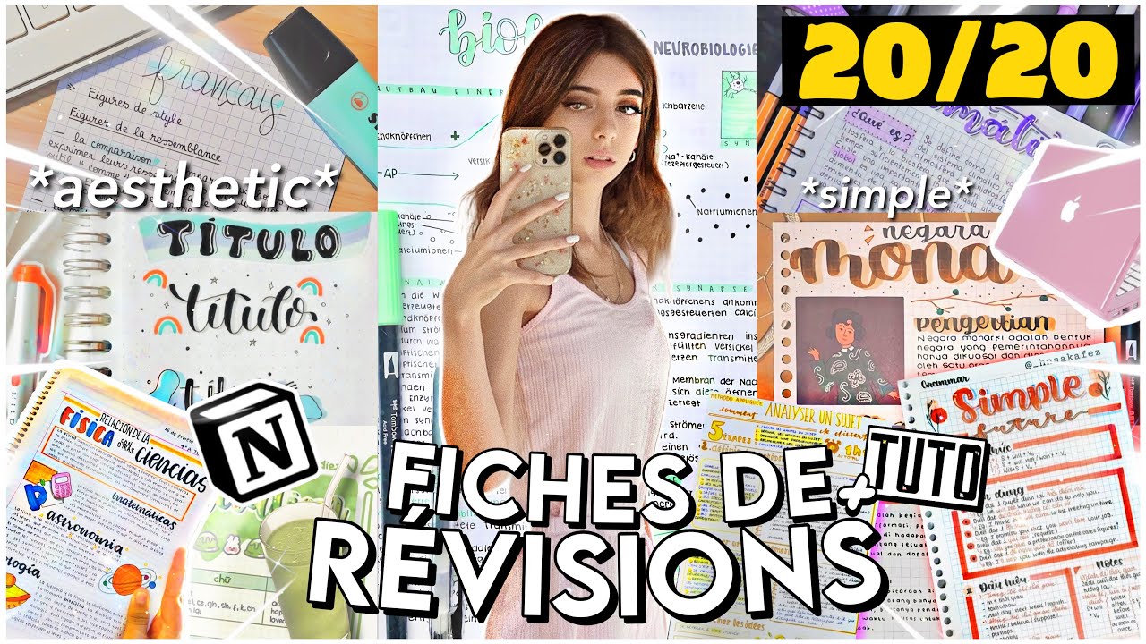 COMMENT FAIRE DES BELLES FICHES DE RÉVISIONS/ COURS ✨AESTHETICS✨ | TUTO SIMPLE ꙳∙♡