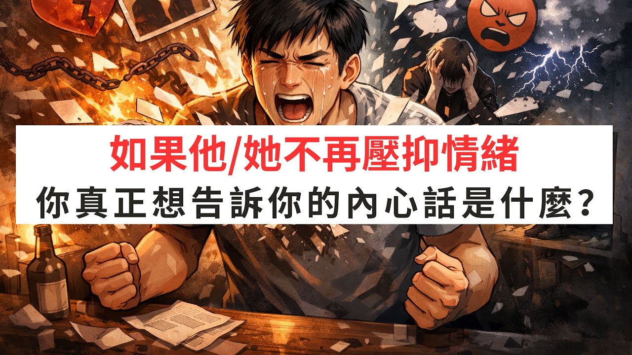 《塔羅測驗》如果他/她不再壓抑情緒，他真正想告訴你的內心話是什麼？ #字卡 