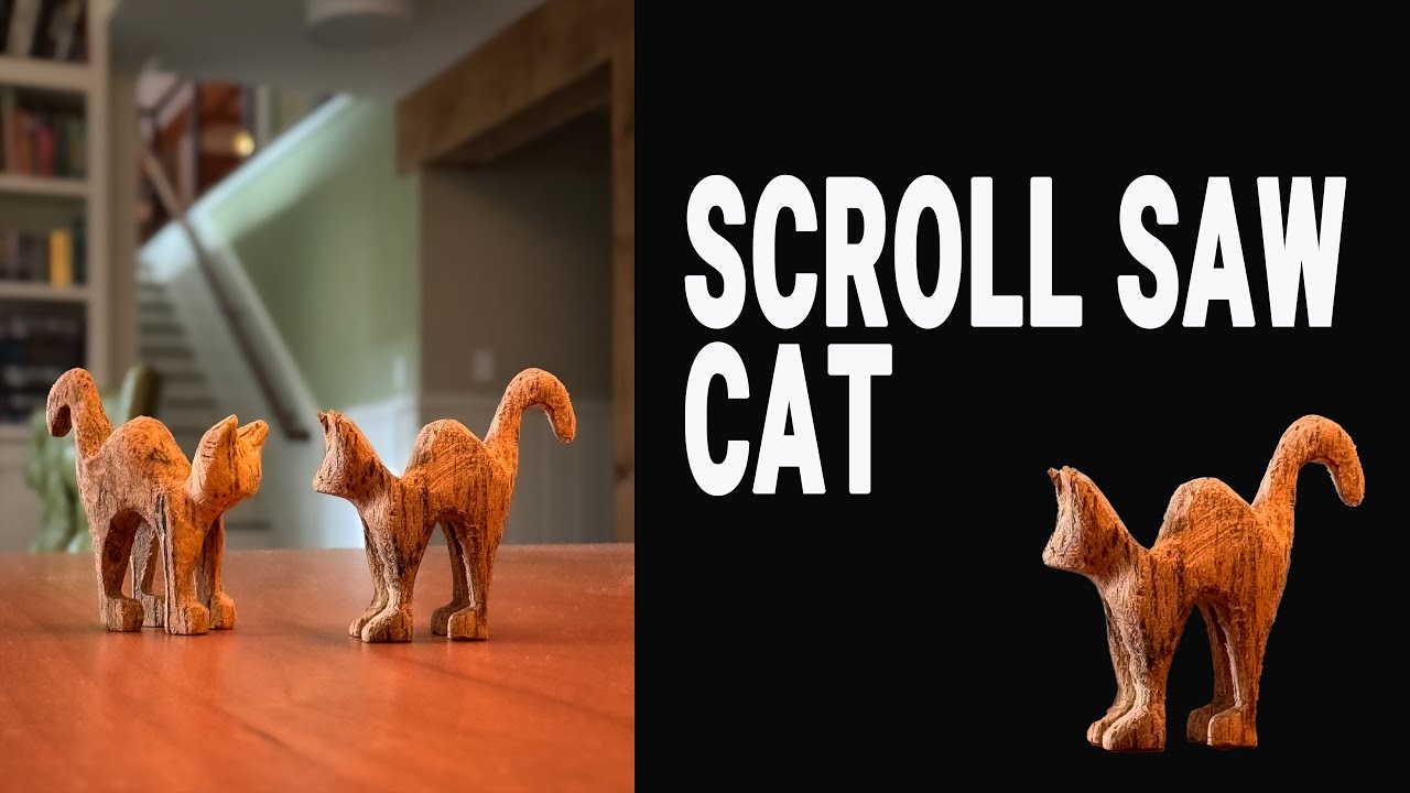 Scroll saw cat. How to carve a cat using compound cut technique. Easy woodworking project
