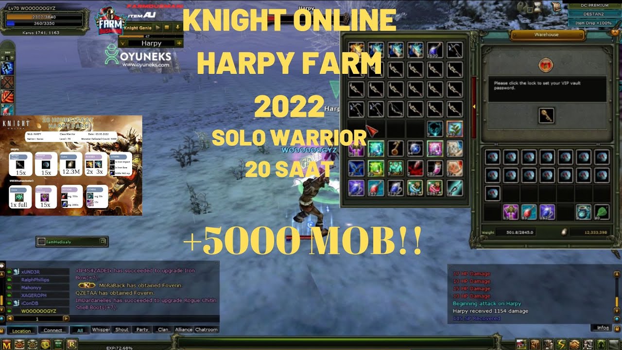 KNIGHT ONLINE | SOLO WARRIOR | HARPY FARM 20 SAAT