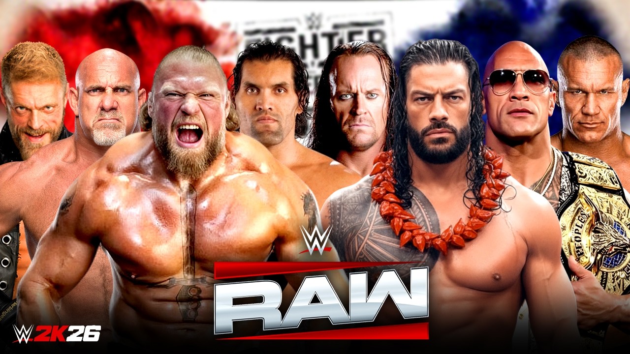 WWE Брок Леснар, Голдберг, Эдж и Хали против Романа Рейнса, Скалы, Андертейкера и Рэнди Ортона, 1...