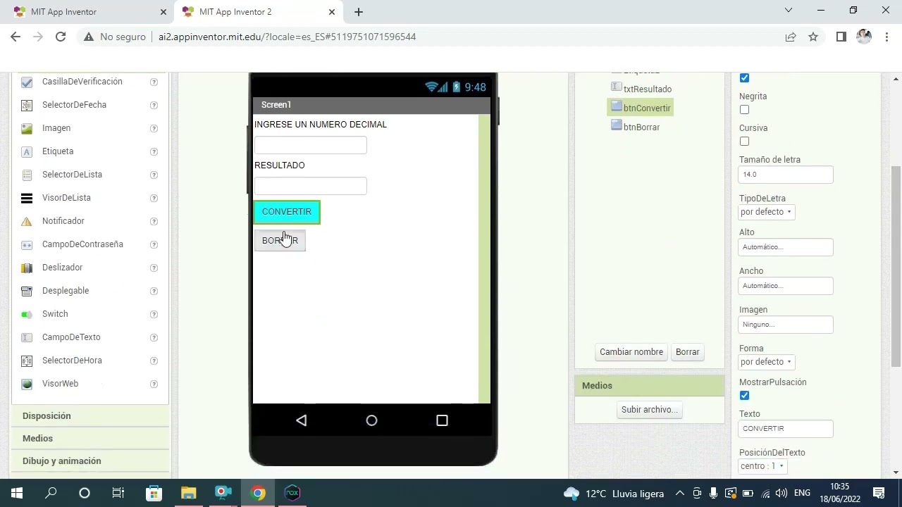 N&uacute;meroDecimal a N&uacute;meroBinario AppInventor JHON P