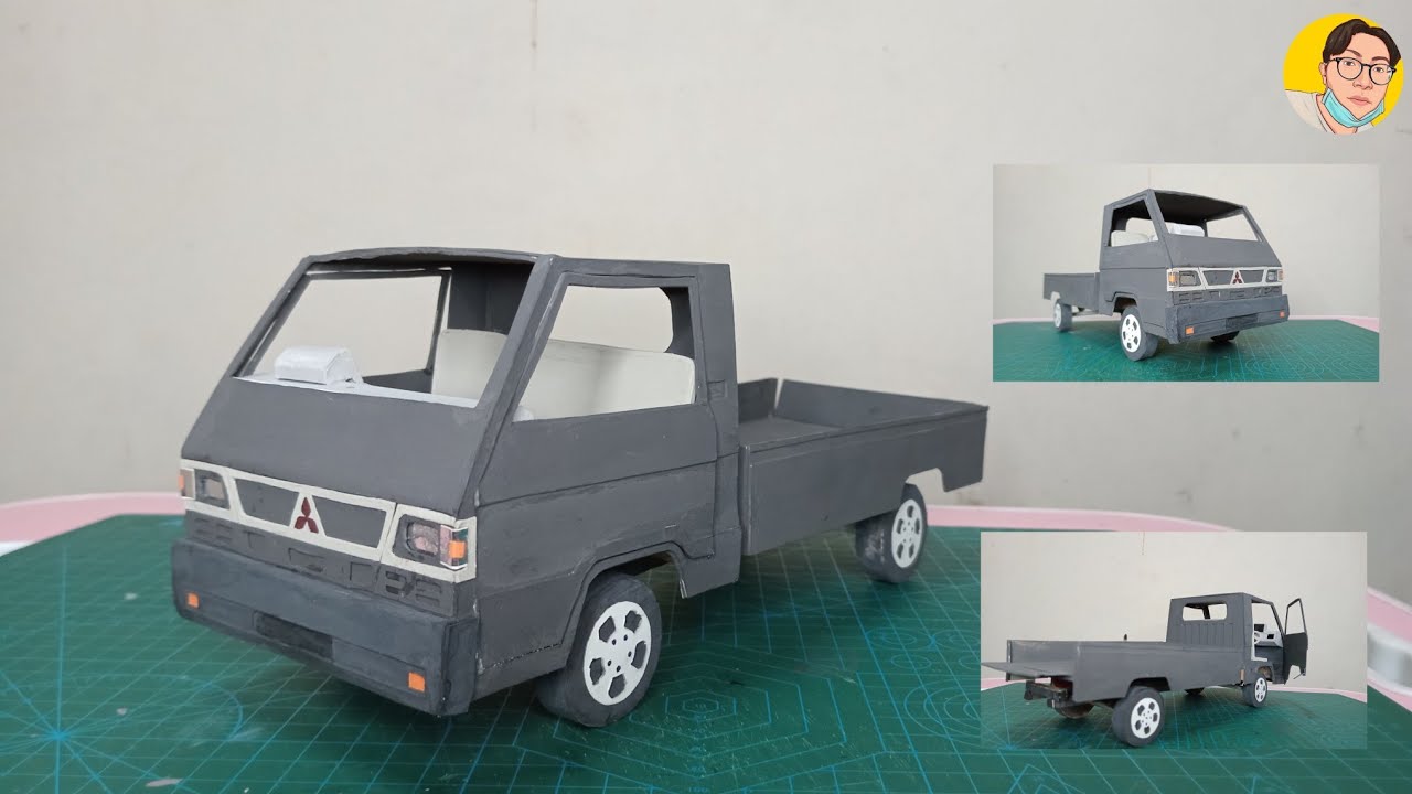 Membuat Miniatur Mobil Pick Up Mitsubishi L300 dari Karton dan Kardus Bekas