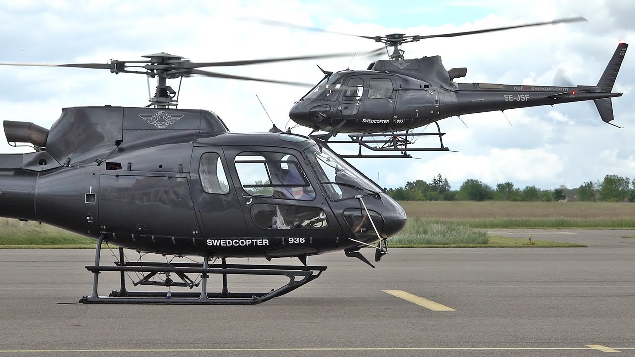 Airbus Helicopters H125 AS350B3 HeliAir Sweden / start up and take off at Nancy.