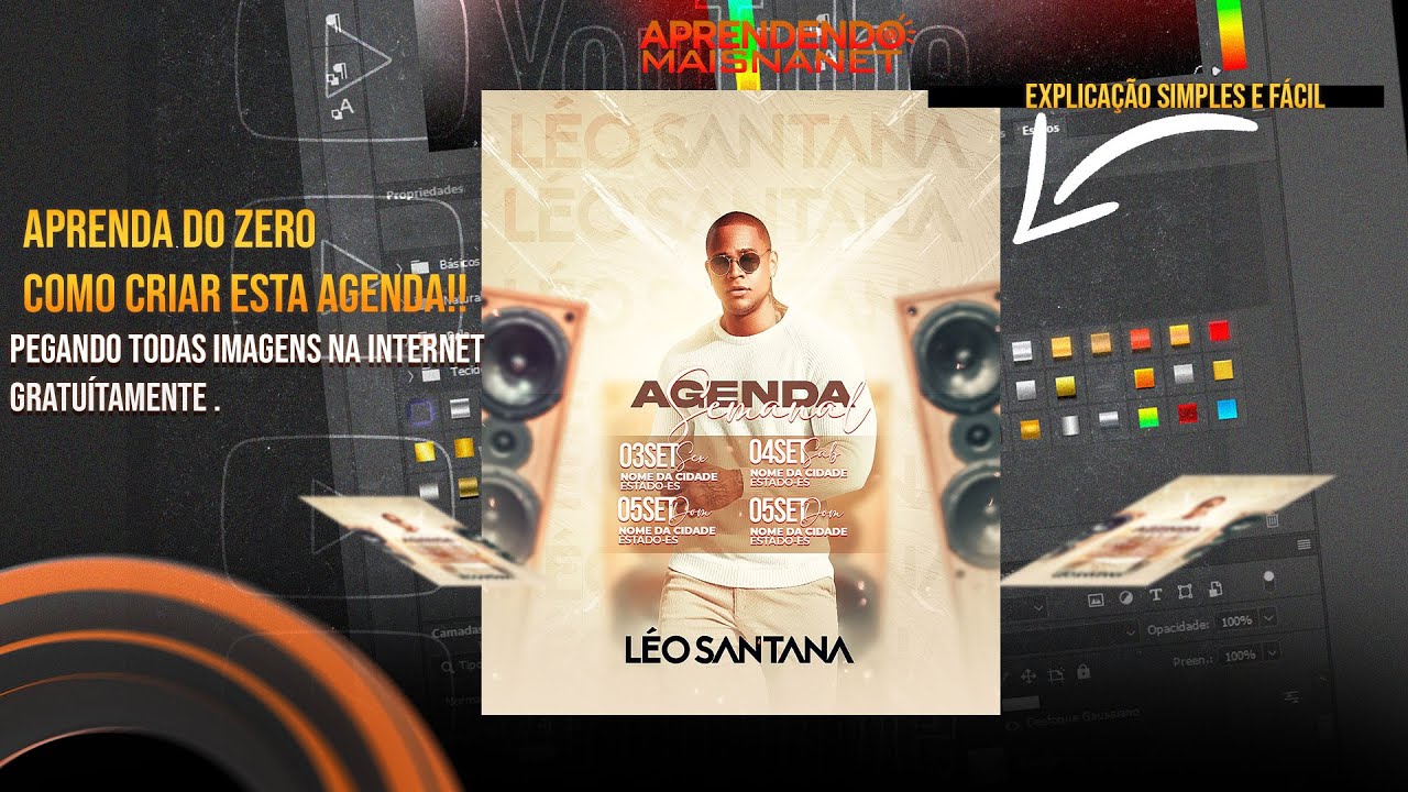 Como fazer agenda de shows no photoshop ( Muito fácil de aprender )