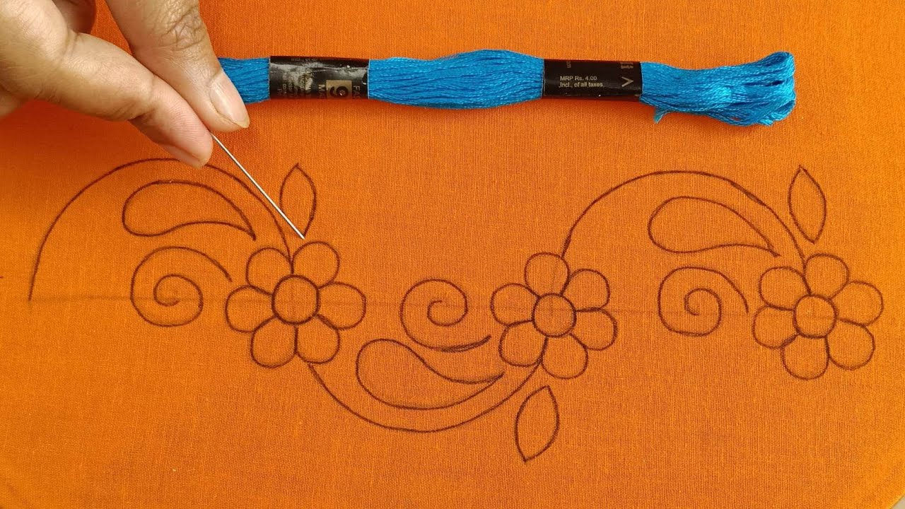 Modern Hand Embroidery Phulkari Design Saree/Dupatta/Orna/Kameez  Kurti -235,কামিজে এমব্রয়ডারি করা