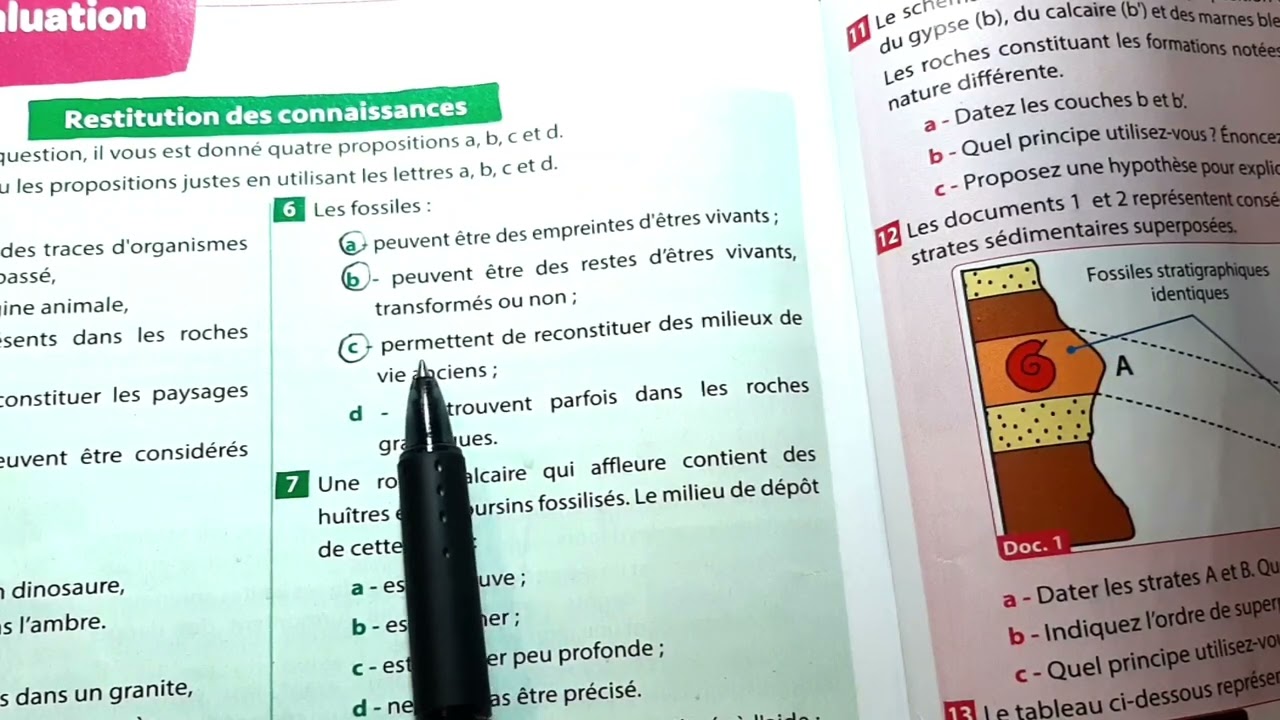 SVT 1AC:Correction des exercices d'&eacute;valuation Chap3(Restitution des connaissances) P112