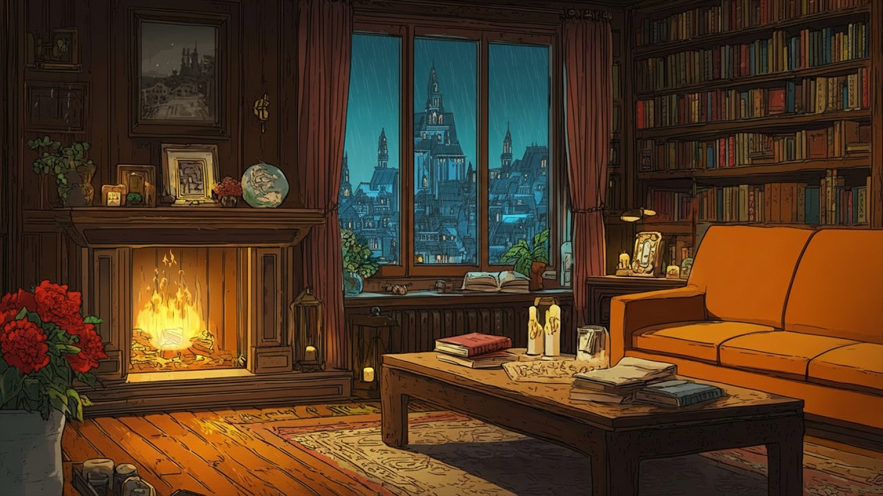Cozy Rainy Night Fireplace 🔥 | Warm Rain and Fire Sounds for Deep Peaceful Rest