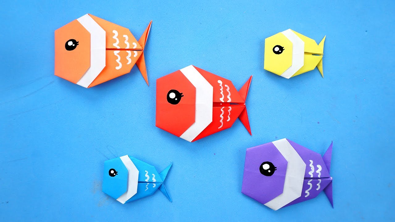 Basteln mit papier: Fisch falten - Origami fisch basteln | DIY Bastelideen
