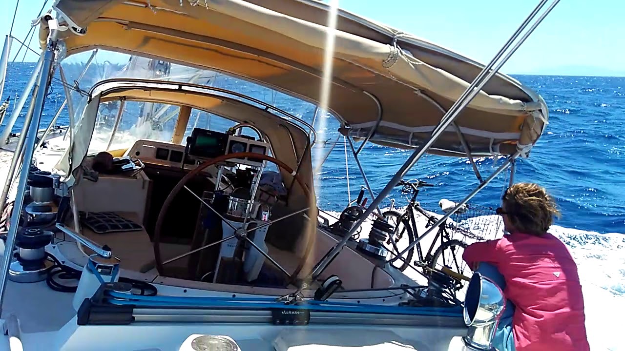Taswell 49 sailing upwind in 20 knot winds