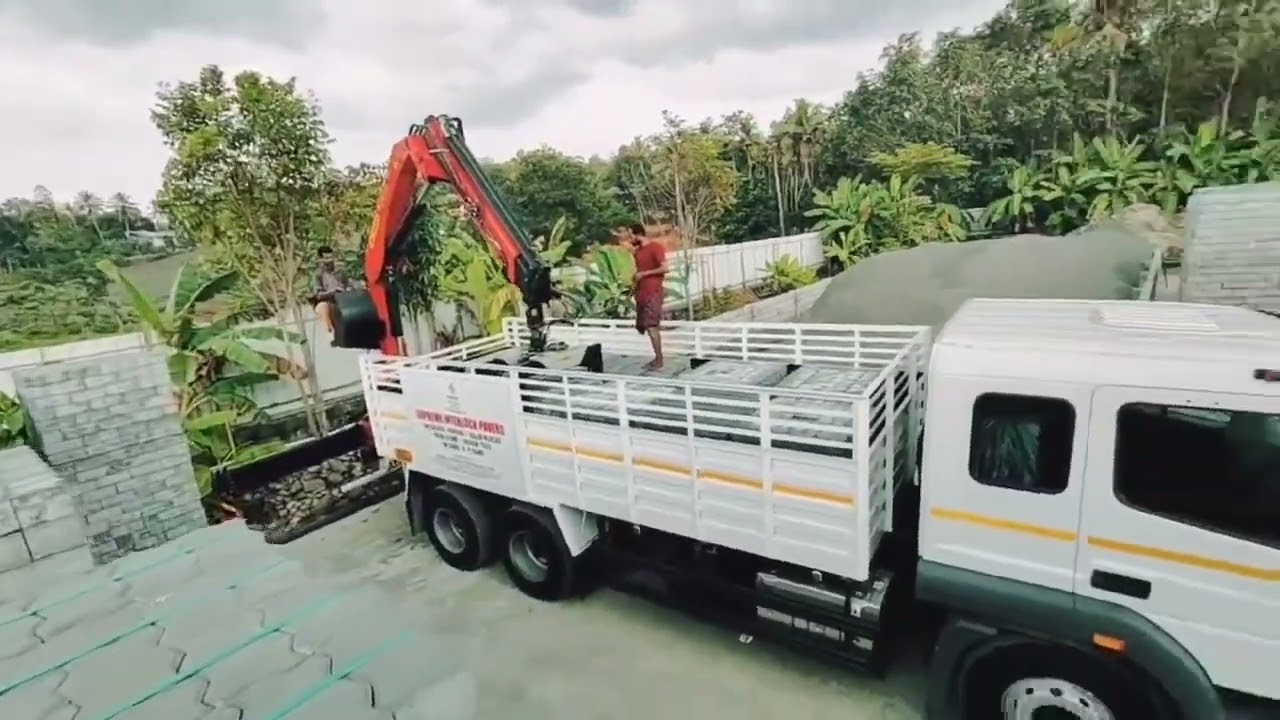 Loading Interlock Pavers using Palfiner Knuckle Boom Crane