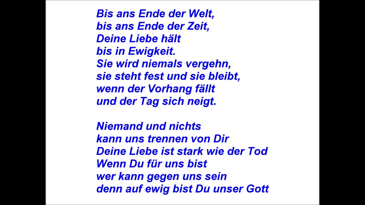 Bis ans Ende der Welt Lyrics