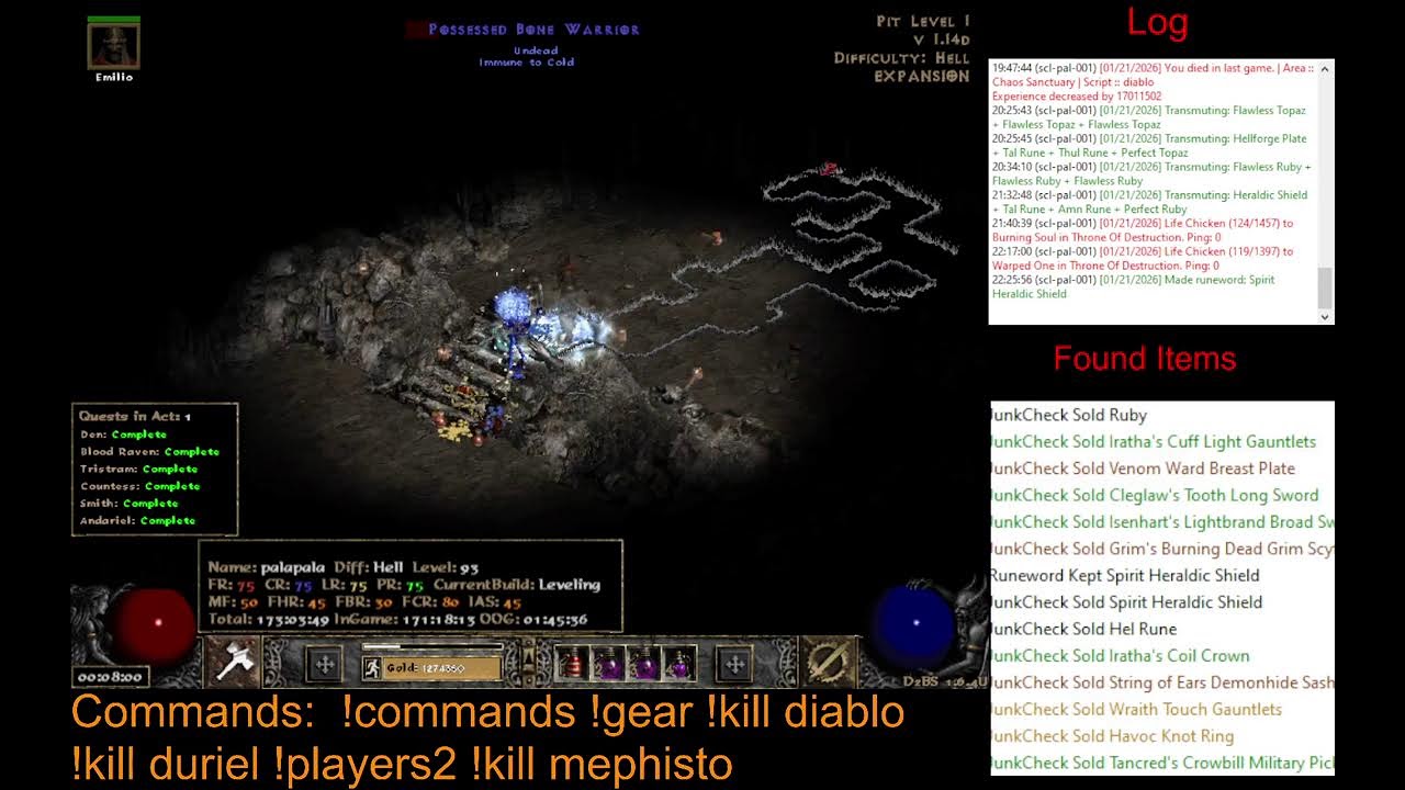 Diablo 2 played by AI - Paladin - Day 14 (new commands available)