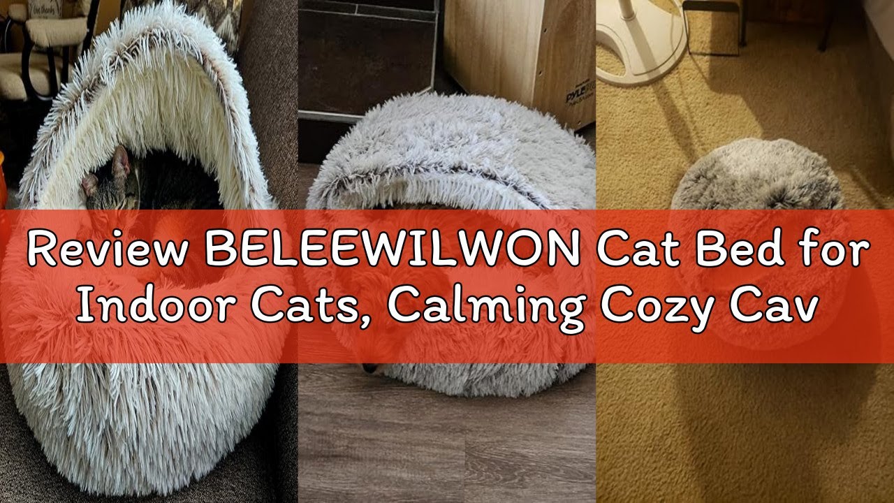 Review BELEEWILWON Cat Bed for Indoor Cats, Calming Cozy Cave with Self-Warming Plush, Entire Bed Ma