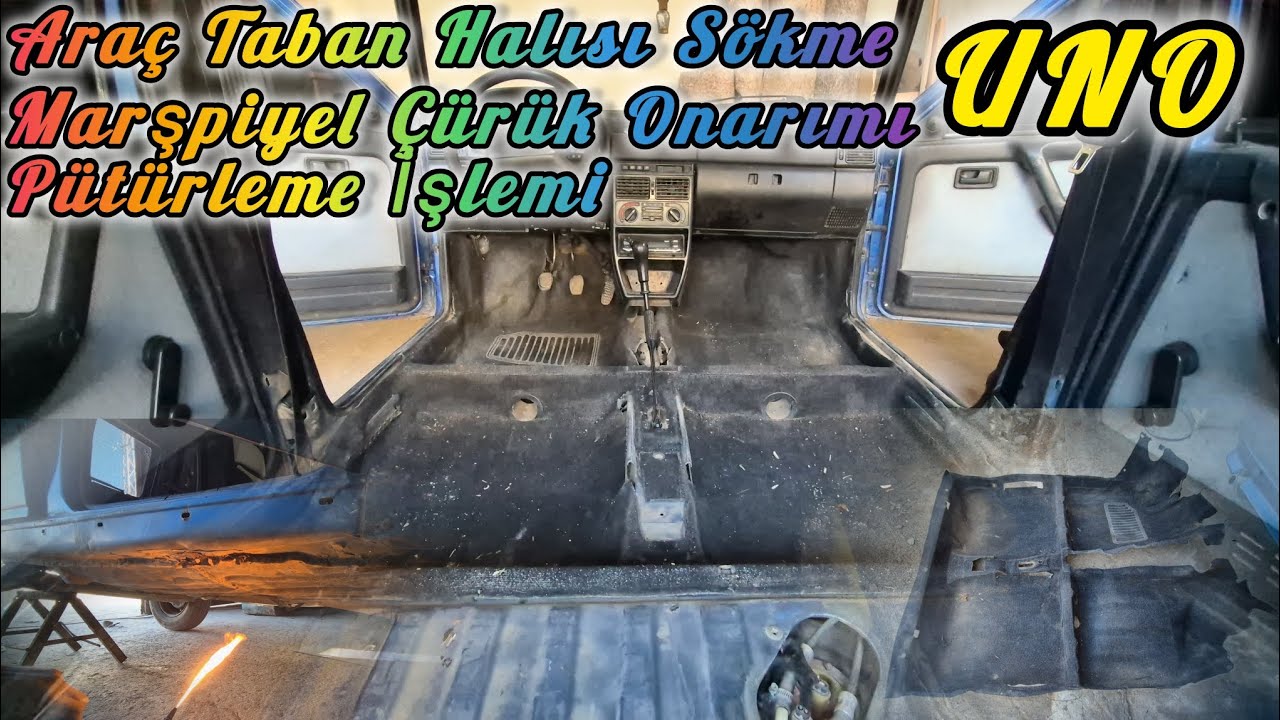 Taban Halısı Sökme, Marşpiyel(Taban) Çürük Onarımı ve Pütürleme İşlemi. Fiat Uno