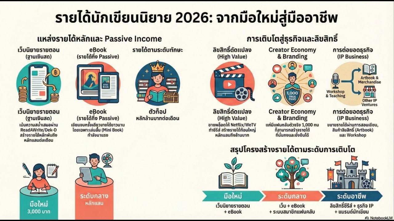 รายได้นักเขียนนิยาย 2026 /เทคนิคการเขียน/นิยาย/ Podcast /ครูแนน