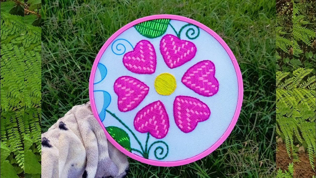 cómo bordar una flor#58con una bella puntada ideal para cualquier diseño de pétalos,hojas , frutas..