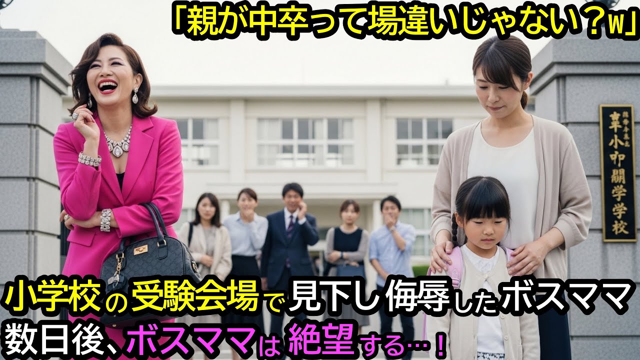 「親が中卒って場違いじゃない？w」小学校の受験会場で見下し侮辱したボスママ。数日後、ボスママは絶望する…！
