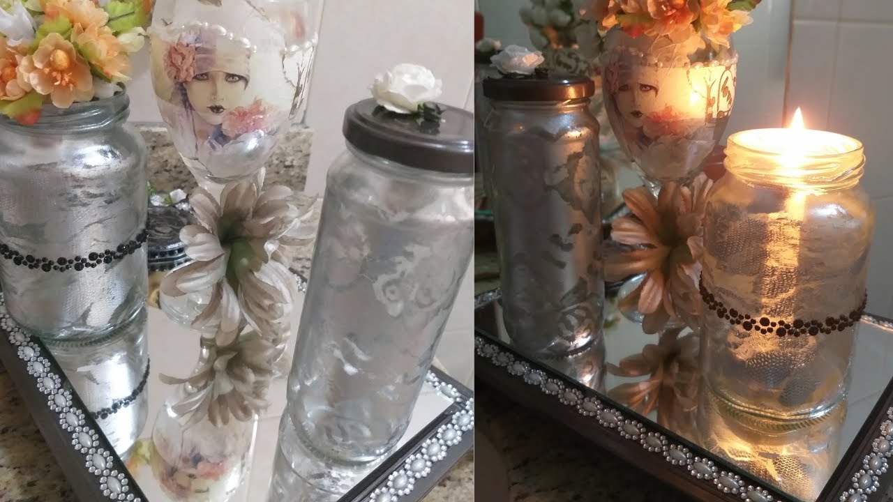 😱 COMO PINTAR VIDRO DE PALMITO COM SPRAY TRANSPARENTE 🥰 COM RENDA .IDÉIA INCRÍVEL 😱😱  VENDER MUITO🙌🙌