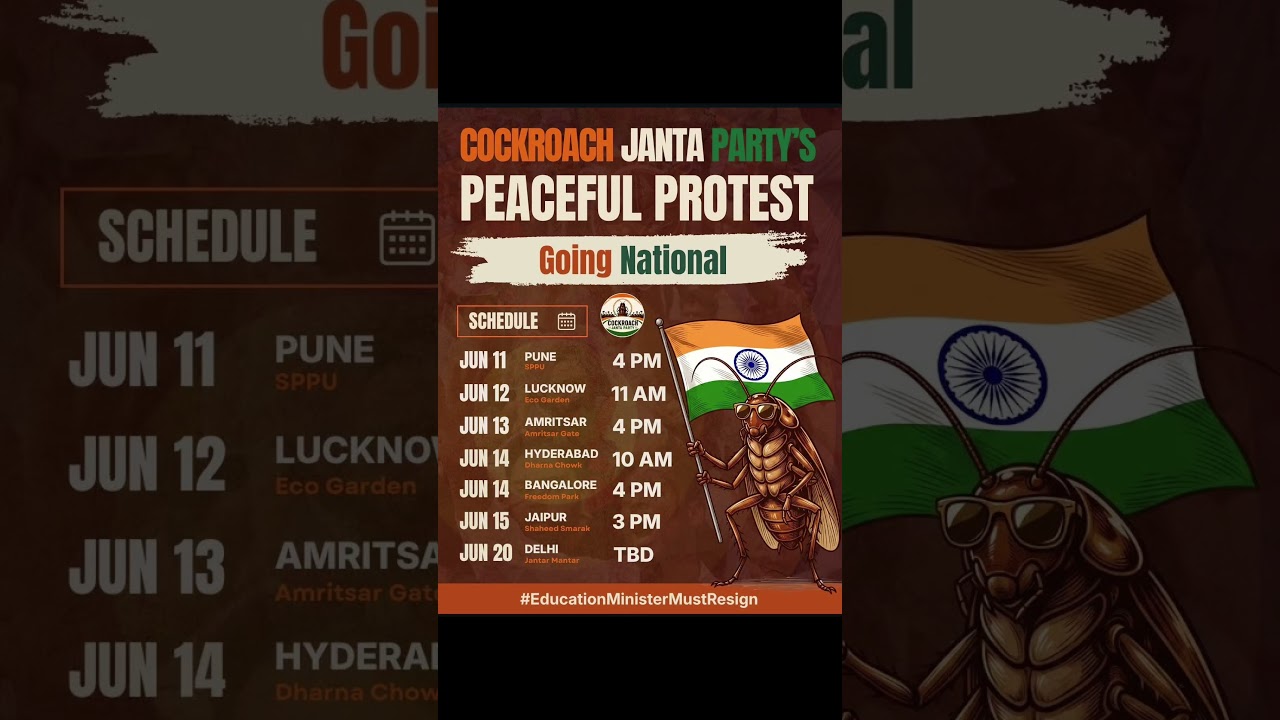 COCKROACH JANTA PARTY'S PEACEFUL PROTEST Schedule | Going National #cjp