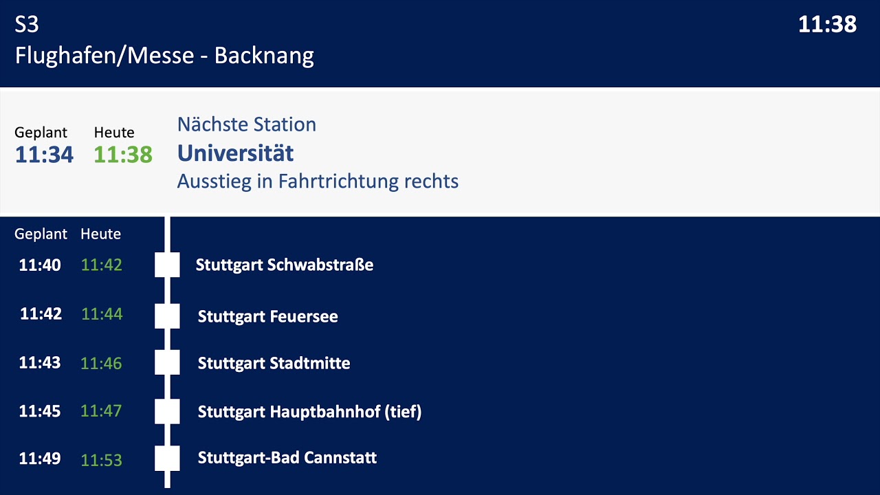 [S-Bahn Stuttgart] Ansagen S3 Flughafen/Messe ✈️  - Backnang