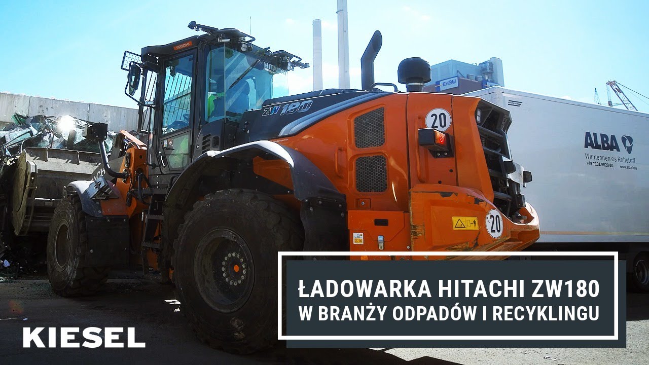 Ładowarka kołowa HITACHI🟧 ZW180 w firmie ALBA: Wydajność i nowoczesna technologia w branży odpadów♻️