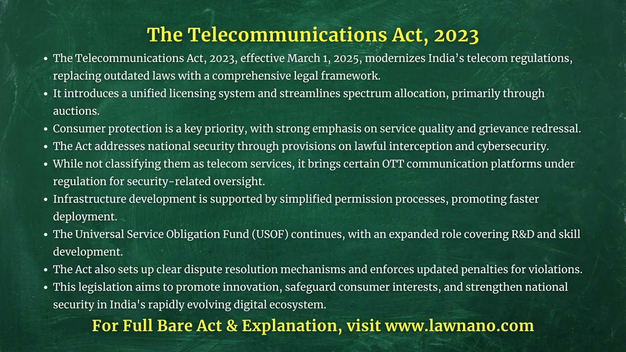 The Telecommunications Act, 2023 Explained | UPSC Notes & Legal Updates